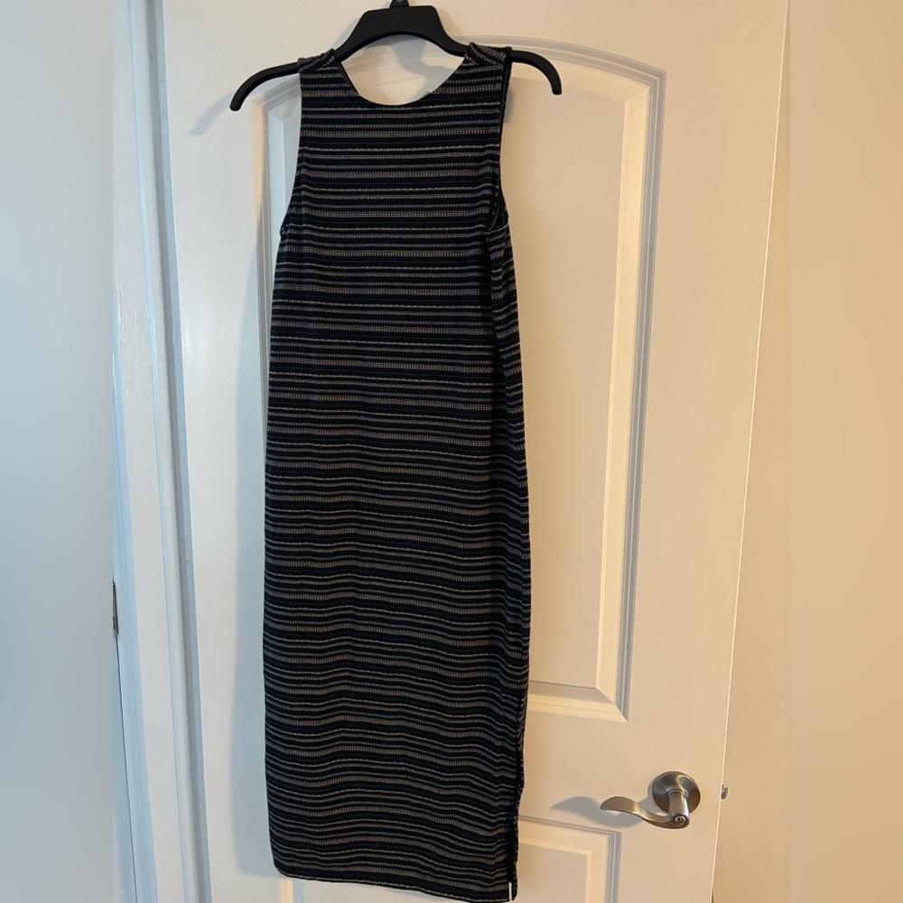 LOFT Black and White Sheath Midi Dress